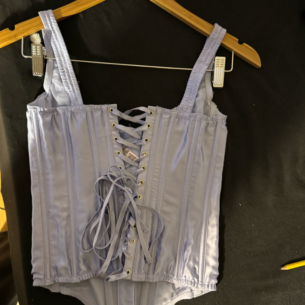 Victoria’s Secret. 100% Satin Corset. Size Small. Light Blue with tags.